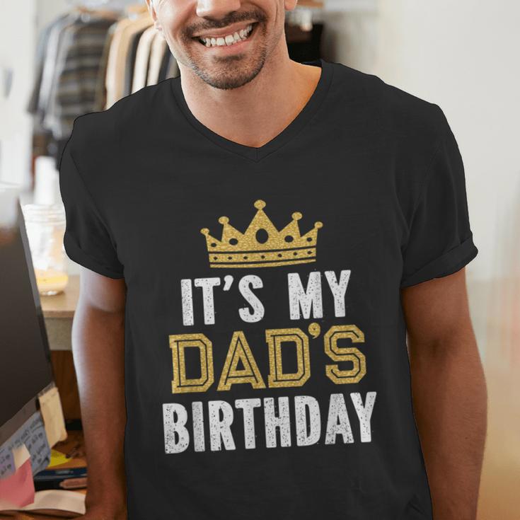 It's My Dad's Birthday Party Family Matching Small Men's V-Neck T-Shirt It's My Dad's Birthday Party Family Matching Small Men's V-Neck T-Shirt