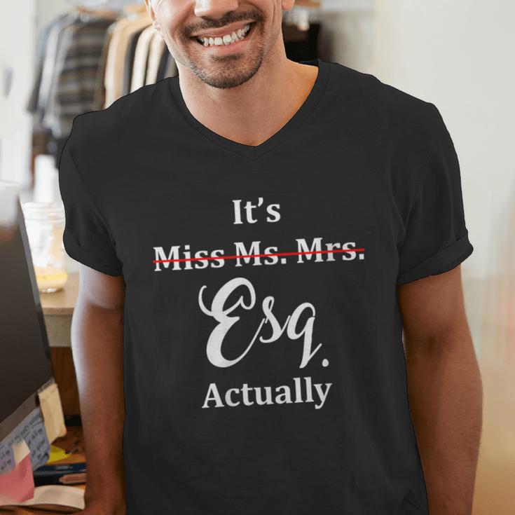 Its Esq Actually Female Lawyer Graduation Pass The Bar Exam Men's V-Neck T-Shirt