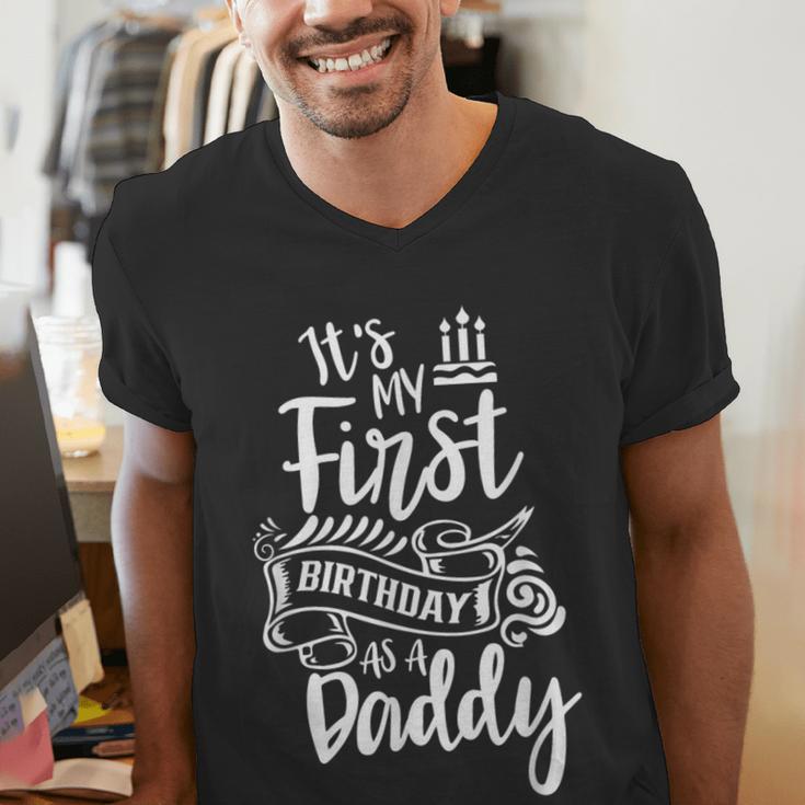 It's My First Birthday As A Daddy Party Dad Father Papa Men's V-Neck T-Shirt It's My First Birthday As A Daddy Party Dad Father Papa Men's V-Neck T-Shirt