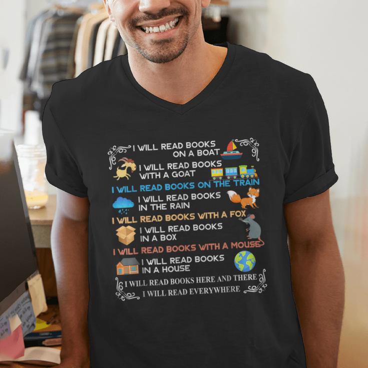 IWill Read Books On A Boat & Everywhere Reading Kids Men's V-Neck T-Shirt