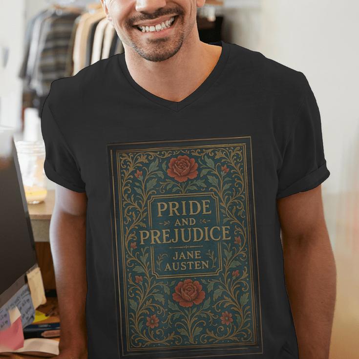 Jane Austen Pride And Prejudice Cover Mr Darcy Book Lovers Men's V-Neck T-Shirt