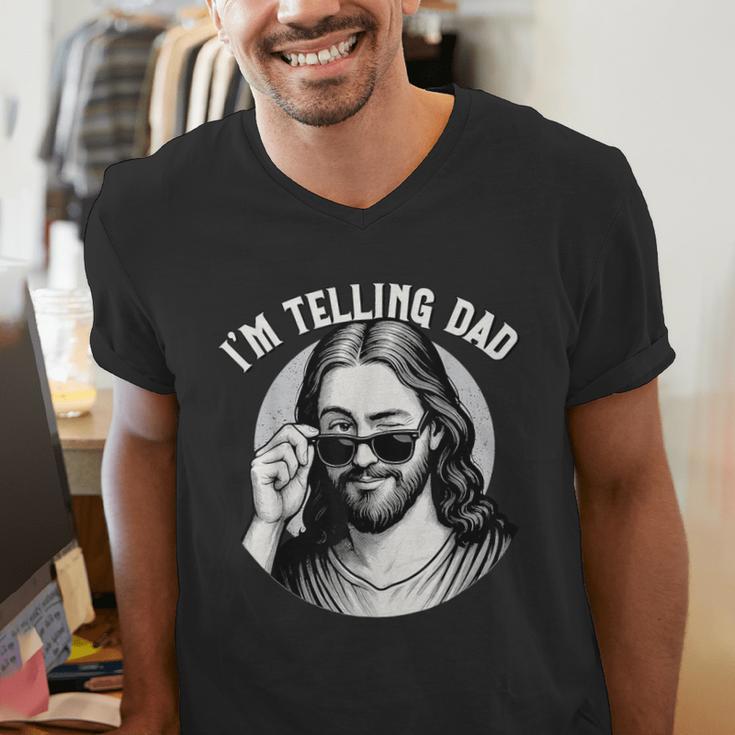 Jesus I'm Telling Dad Jesus Meme Christian & Jesus Men's V-Neck T-Shirt