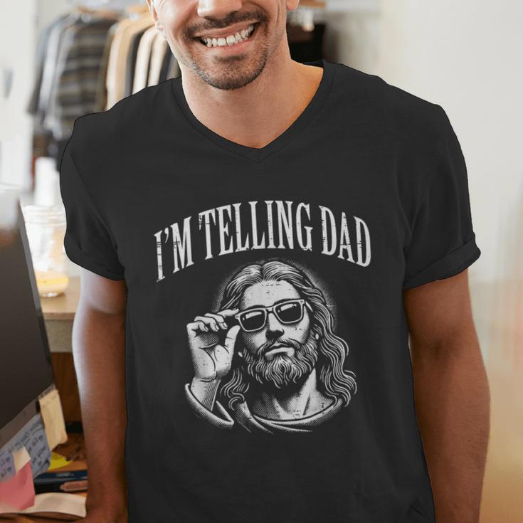 Jesus Im Telling Dad Christian Humor Men Women Kids Men's V-Neck T-Shirt