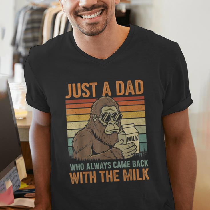 Just A Dad Who Always Came Back With The Milk Daddy Men's V-Neck T-Shirt