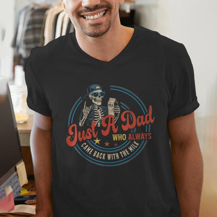 Just a Dad Who Always Came Back With The Milk Father's Day Men's V-Neck T-Shirt
