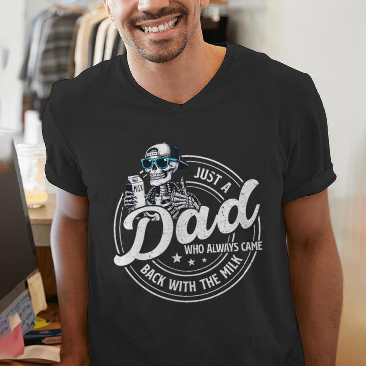 Just A Dad Who Always Came Back With The Milk Men's V-Neck T-Shirt