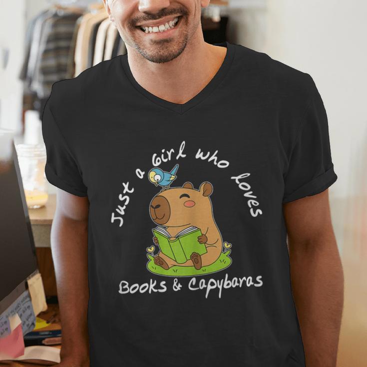 Just a Girl Who Loves Books And Capybaras Men's V-Neck T-Shirt Just a Girl Who Loves Books And Capybaras Men's V-Neck T-Shirt
