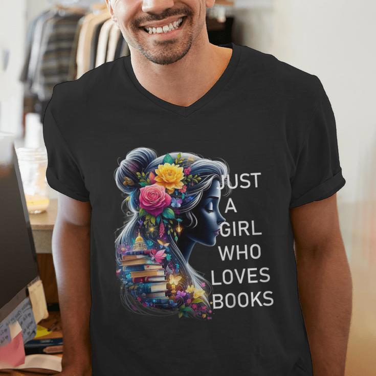 Just a Girl Who Loves Books Men's V-Neck T-Shirt Just a Girl Who Loves Books Men's V-Neck T-Shirt