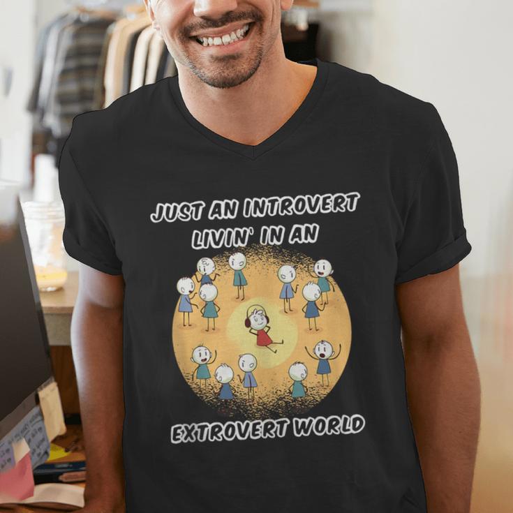 Just An Introvert Living In An Extrovert World Stickmen Men's V-Neck T-Shirt Just An Introvert Living In An Extrovert World Stickmen Men's V-Neck T-Shirt