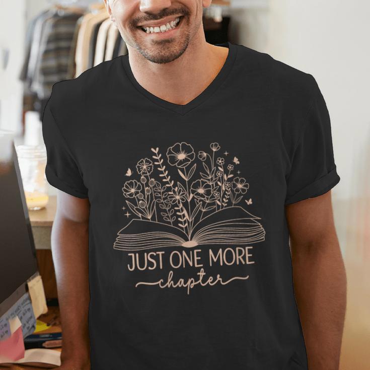 Just One More Chapter Bookish Book Reading Teal Beige Men's V-Neck T-Shirt