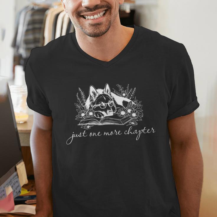 Just One More Chapter Dog German Shepherd Book Lover Men's V-Neck T-Shirt Just One More Chapter Dog German Shepherd Book Lover Men's V-Neck T-Shirt