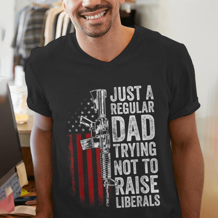 Just A Regular Dad Trying Not To Raise Liberals Father's Day Men's V-Neck T-Shirt