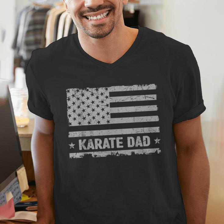 Karate Dad America US Flag Patriot Vintage Men's V-Neck T-Shirt