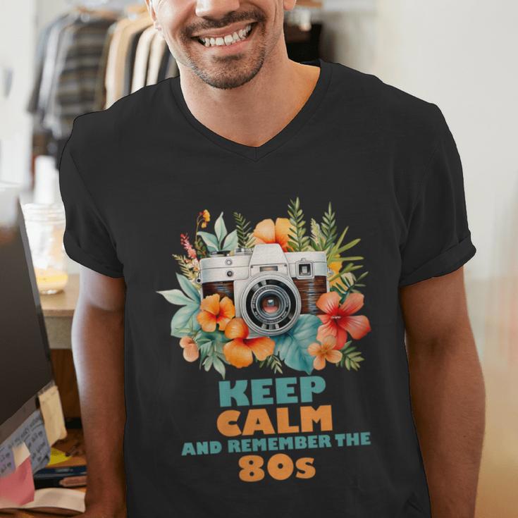 Keep Calm And Remember The 80s Retro Vintage Nostalgia Men's V-Neck T-Shirt