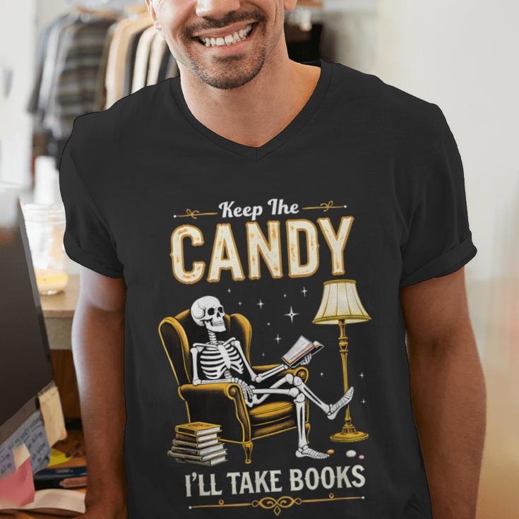 Keep The Candy I'Ll Take Books Halloween Men's V-Neck T-Shirt