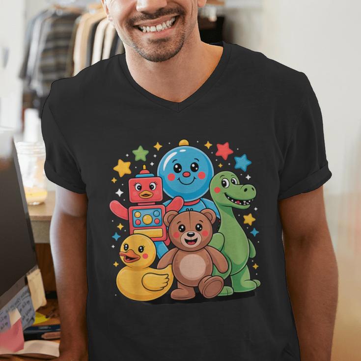 Kidcore Aesthetic Retro Vibes Colorful Cartoon Nostalgia Men's V-Neck T-Shirt