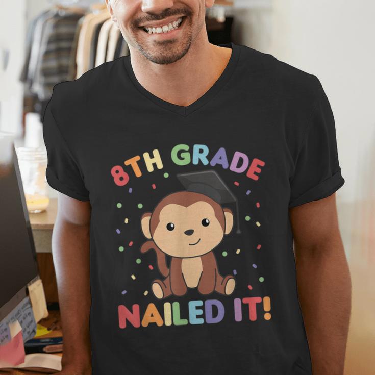 Kids 8th Grade Nailed It Monkey Graduation Men's V-Neck T-Shirt