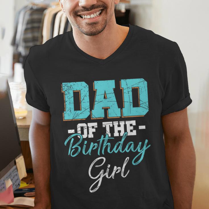 Kids Birthday Party Parent Birthday Girl Father Daddy Dad Men's V-Neck T-Shirt
