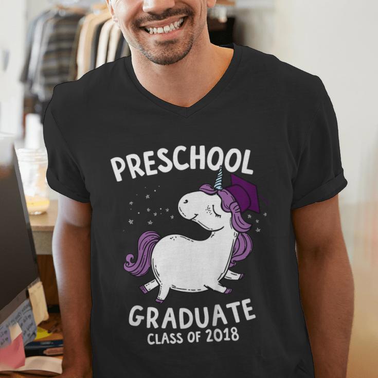 Kids Class Of 2018 Unicorn Preschool Graduation For Girls Men's V-Neck T-Shirt