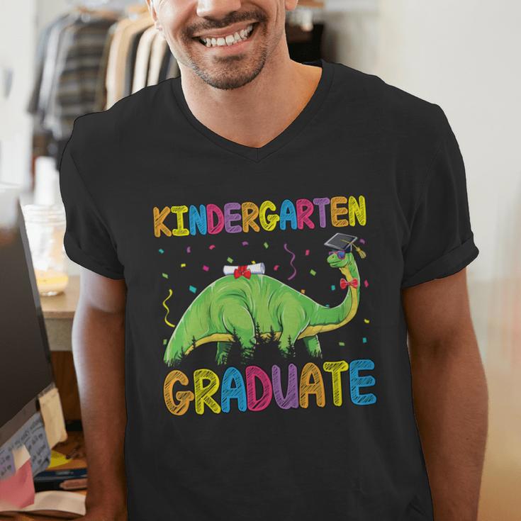 Kids Kindergarten Graduate Dinosaur Kindergarten Graduation Men's V-Neck T-Shirt