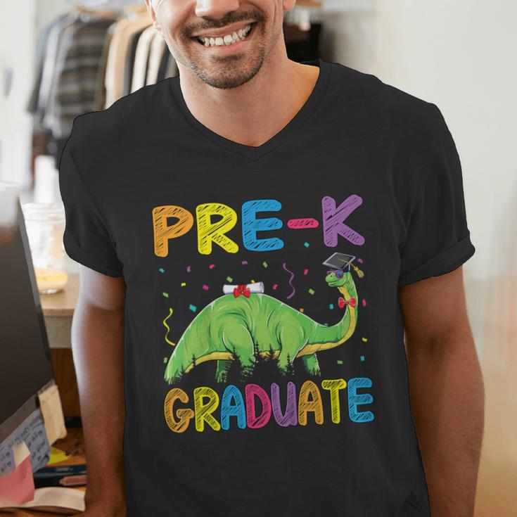 Kids Pre-K Graduate Brontosaurus Dino Pre Kindergarten Graduation Men's V-Neck T-Shirt
