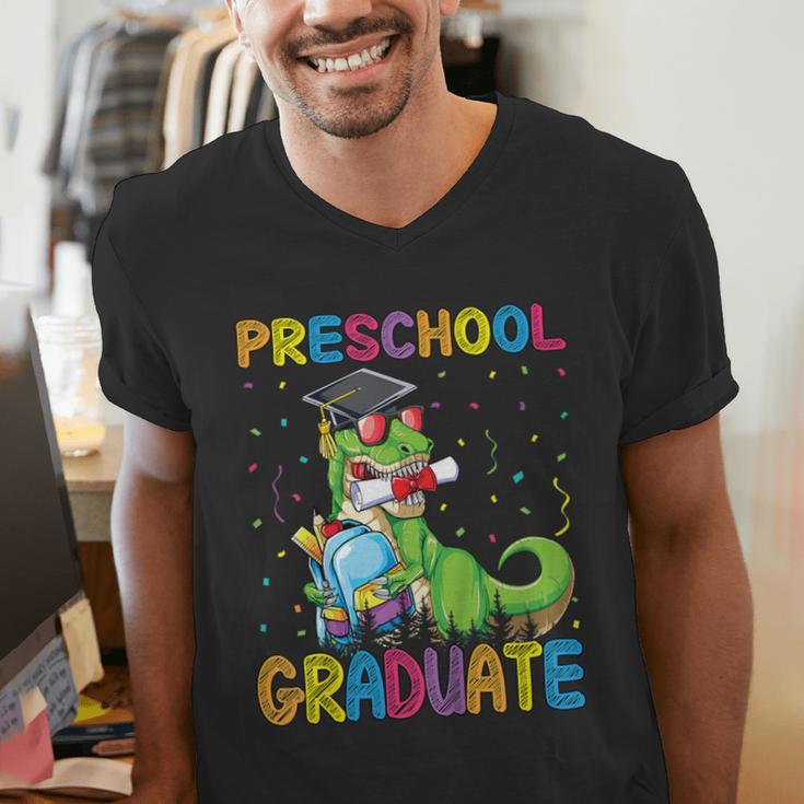 Kids Preschool Graduate T-Rex Dinosaur Preschool Graduation Men's V-Neck T-Shirt