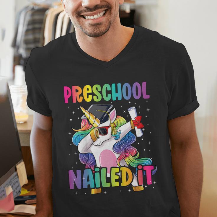 Kids Preschool Graduate Unicorn Nailed It Preschool Graduation Men's V-Neck T-Shirt