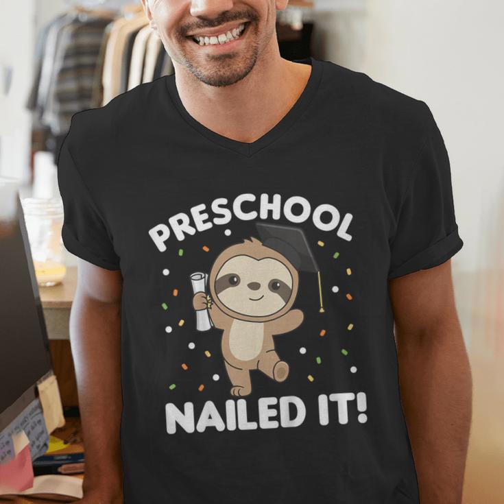 Kids Kids Preschool Nailed It Sloth Graduation Men's V-Neck T-Shirt