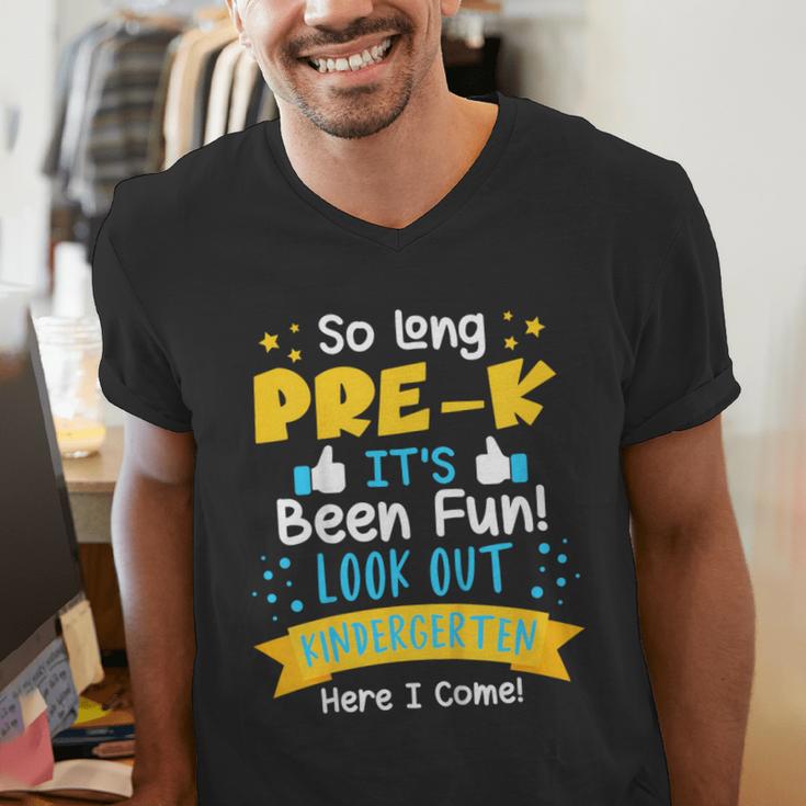 Kids So Long Pre-K Graduation 2025 School Kindergarten Here Come Men's V-Neck T-Shirt