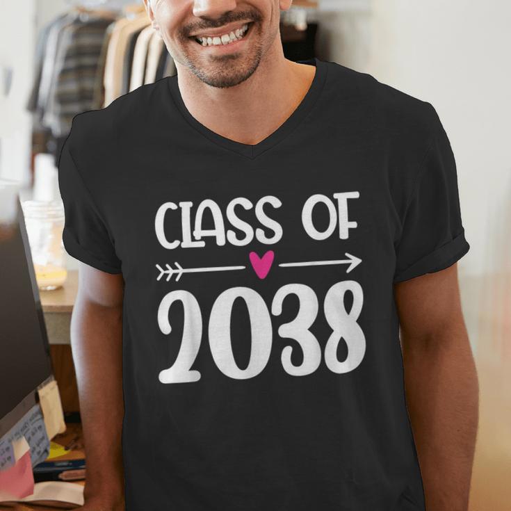 Kindergarten Class Of 2038 First Day School Graduation Girls Men's V-Neck T-Shirt