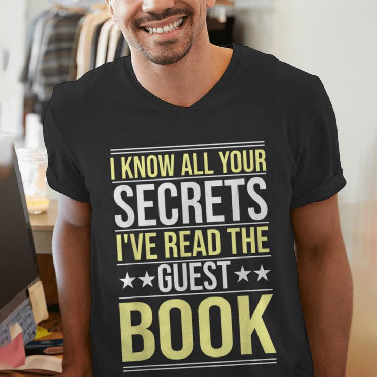 I Know All Your Secrets i Have Read Guest Book Hotel Manager Men's V-Neck T-Shirt
