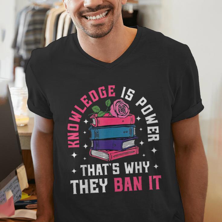 Knowledge Is Power Book Club Librarian Read Banned Books Men's V-Neck T-Shirt Knowledge Is Power Book Club Librarian Read Banned Books Men's V-Neck T-Shirt