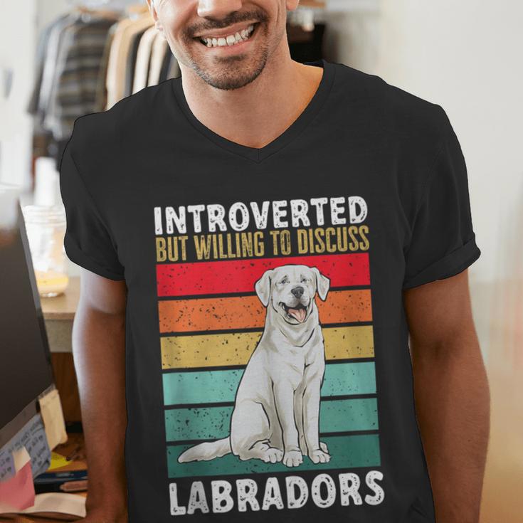 Labrador Retriever Introvert White Lab Men's V-Neck T-Shirt Labrador Retriever Introvert White Lab Men's V-Neck T-Shirt