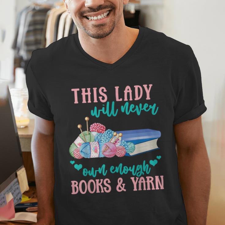 THIS LADY Will Never Own Enough BOOKS & YARN Men's V-Neck T-Shirt THIS LADY Will Never Own Enough BOOKS & YARN Men's V-Neck T-Shirt