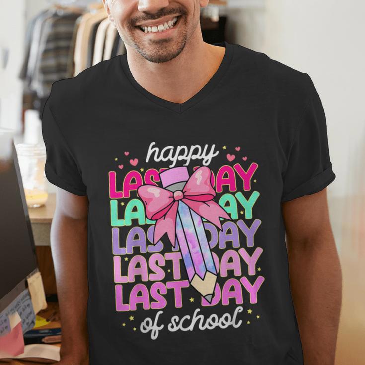 Last Day Of School Shirt Coquette Bow School Graduation Men's V-Neck T-Shirt