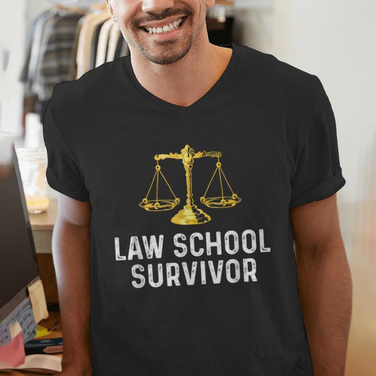 Law School Survivor Humor Law School Graduation Quote Men's V-Neck T-Shirt