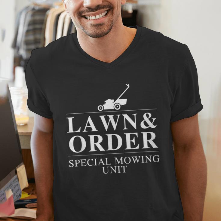 Lawn & Order Special Mowing Unit Dad Joke Men's V-Neck T-Shirt