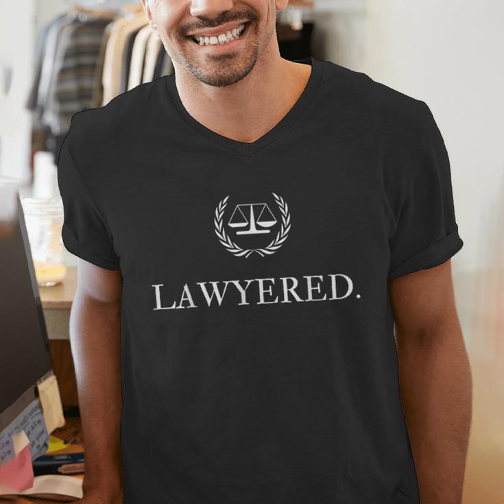 Lawyer Shirt LAWYERED Law Student Graduation Men's V-Neck T-Shirt