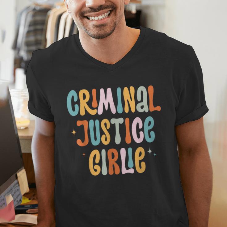 Lawyer True Crime Lover Addict Graduation Apparel Criminal Justice Girlie Major Degree Future Detective Men's V-Neck T-Shirt