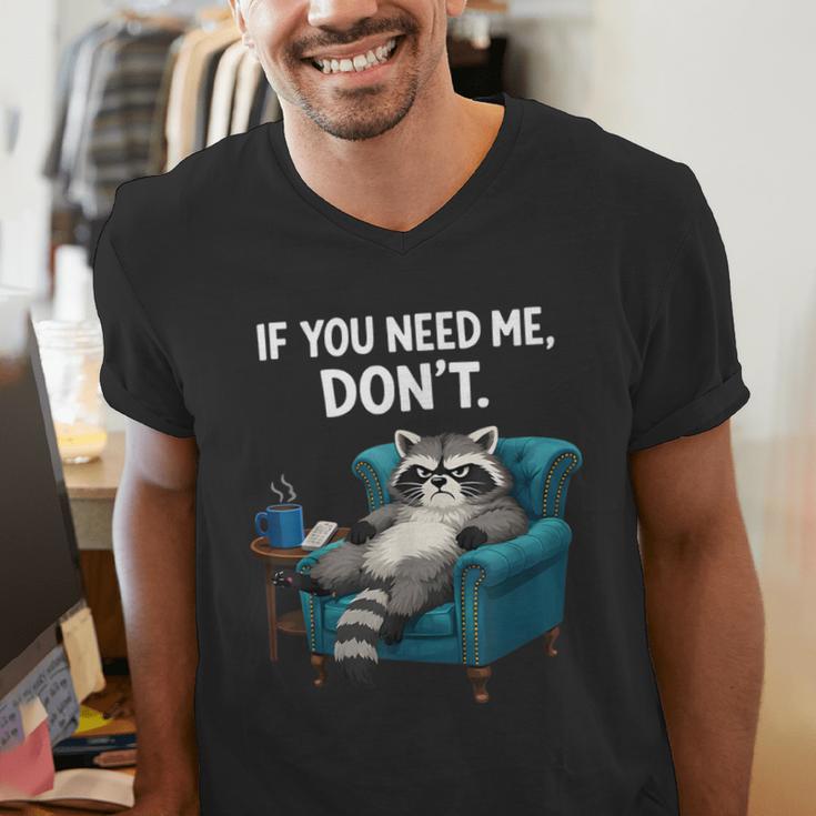 Lazy Raccoon Sarcastic Introvert Humor Japanese Animal Men's V-Neck T-Shirt