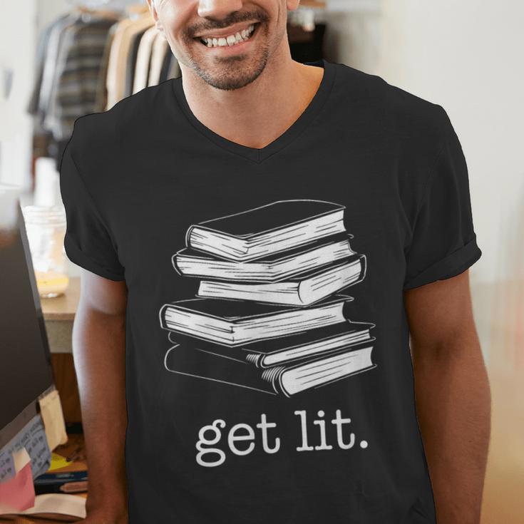 Let's Get Lit Books Men's V-Neck T-Shirt