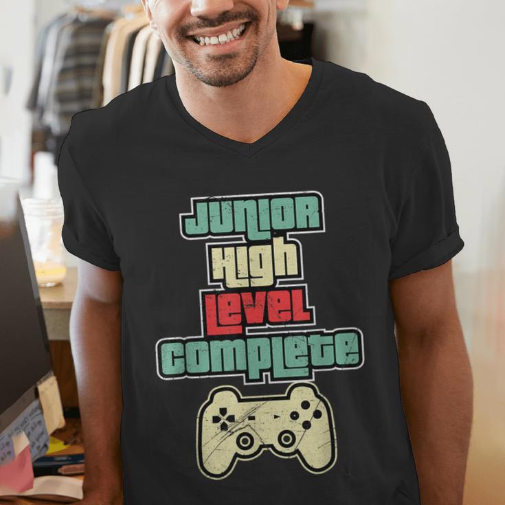 Level Complete Jr High School Graduation Grad SloganShirt Men's V-Neck T-Shirt