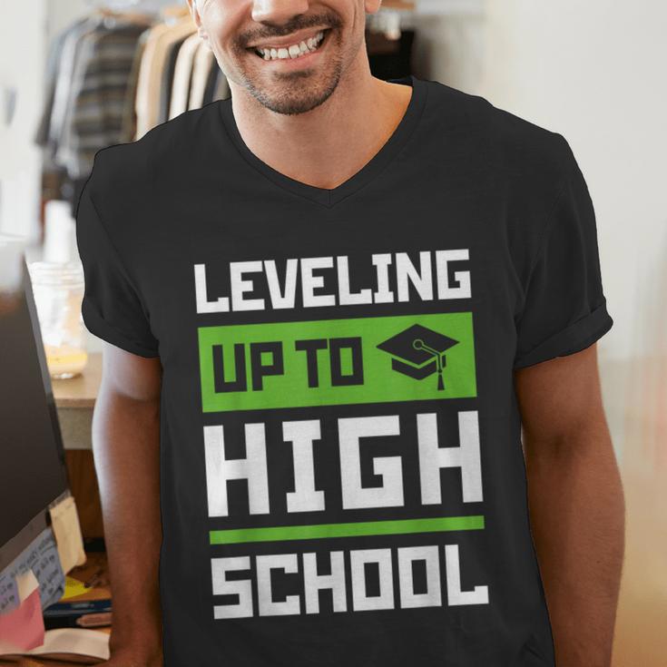 Leveling Up To High School Tee Shirt Gaming Graduation Men's V-Neck T-Shirt