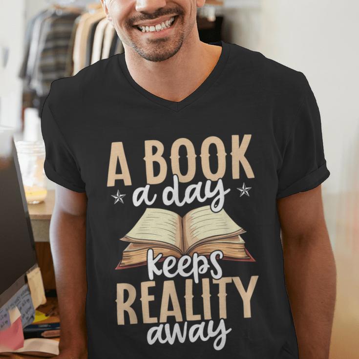 Librarian A Book A Day For Book Lover Reading Library Men's V-Neck T-Shirt