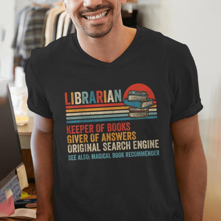 Librarian Definition Book Lover Library Workers Day Men's V-Neck T-Shirt