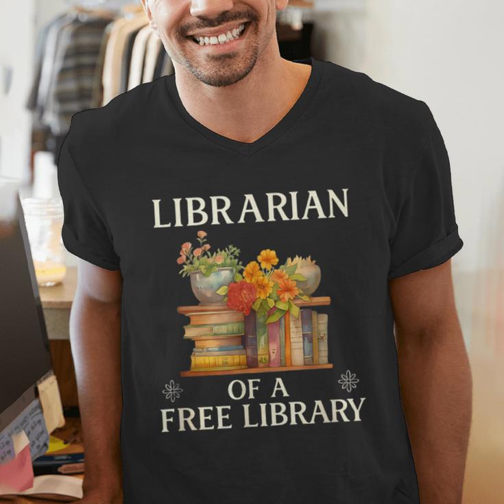 Librarian Of a Free Library Floral Book Lover Men's V-Neck T-Shirt
