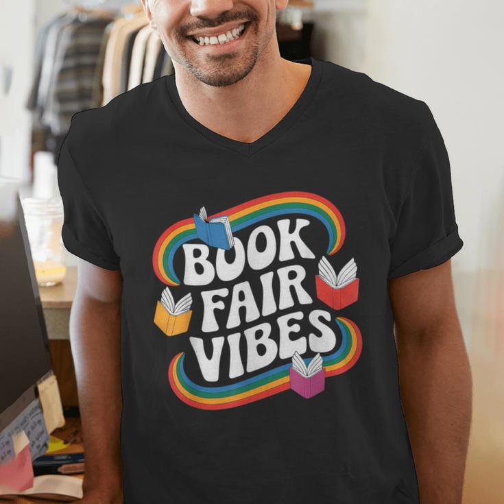 Library Book Fair Vibe Groovy Retro School Reading Nostalgic Men's V-Neck T-Shirt Library Book Fair Vibe Groovy Retro School Reading Nostalgic Men's V-Neck T-Shirt