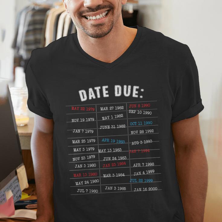 Library Due Date Stamp Card Librarian Book Reading Vintage Men's V-Neck T-Shirt Library Due Date Stamp Card Librarian Book Reading Vintage Men's V-Neck T-Shirt