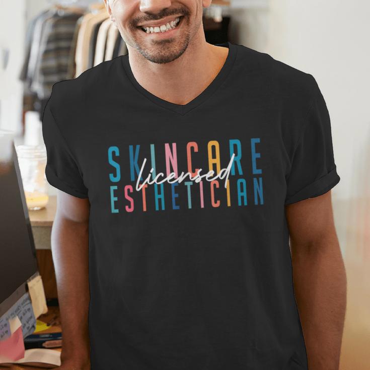 Licensed Skin Esthetician Graduation Skin Esthetician Men's V-Neck T-Shirt