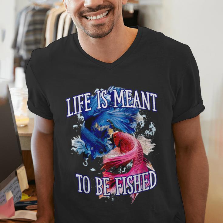 Life Meant To Fished Introvert Sayings Antisocial Quotes Men's V-Neck T-Shirt